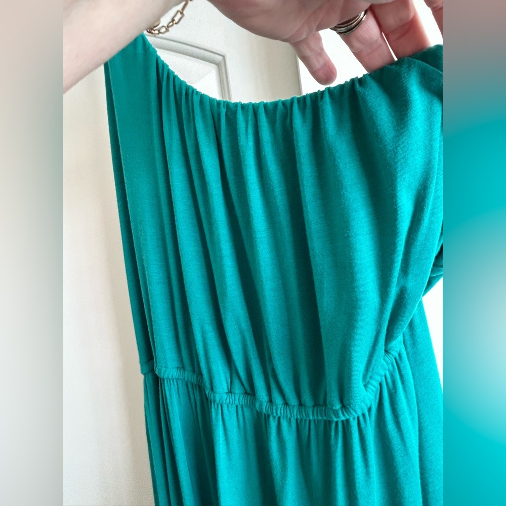 J CREW Vintage Thea One-Shoulder Grecian Dress in Emerald, Sz XXL - Picture 7 of 7
